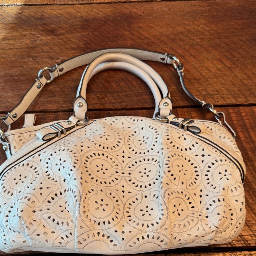 Coach white Satchel with Cutout Design
